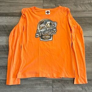 Harley Davidson Sturgis South Dakota long sleeve Size M Motorcycle 2010 orange
